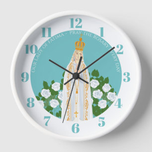 Unsere Dame Fatima und weiße Rosen Uhr