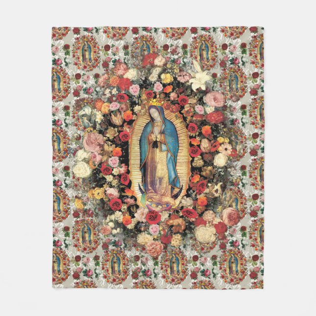 Unsere Dame Guadalupe Jungfrau Mary Katholische He Fleecedecke (Vorderseite)