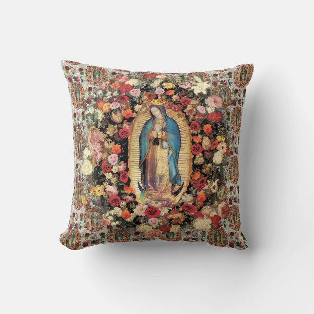 Unsere Dame Guadalupe Jungfrau Mary Katholische He Kissen (Vorderseite)