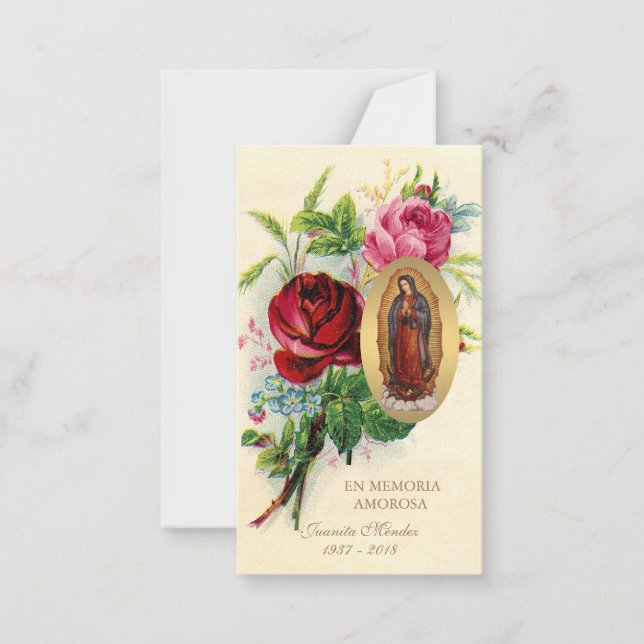 Unsere Dame Guadalupe Spanische Beerdigung Heilige Mitteilungskarte (Vorderseite)