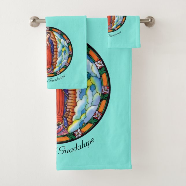 Unsere Dame Guadalupe Türkis Badhandtuch Set (Insitu)