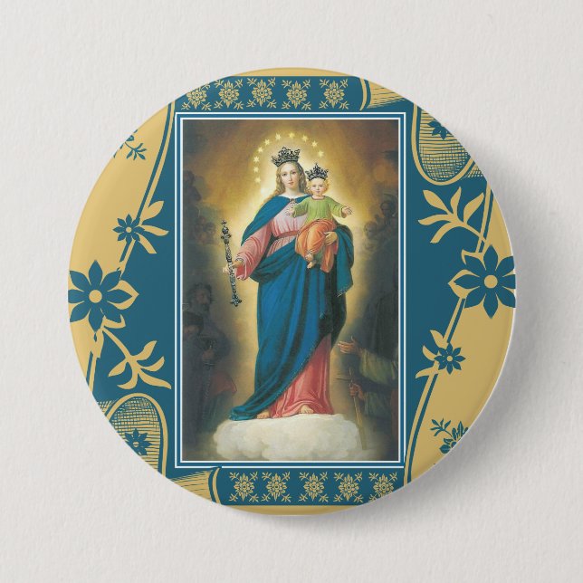 Unsere Dame Help der Christen mit Baby Jesus Button (Vorderseite)