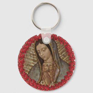 UNSERE DAME OF GUADALUPE MIT SPANISCHEN ROSEN SCHLÜSSELANHÄNGER