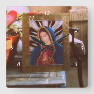 Unsere Dame Of Guadalupe Quadratische Wanduhr