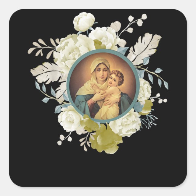 Unsere Dame Schoenstatt Mater Admirabilis gesegnet Quadratischer Aufkleber (Vorderseite)