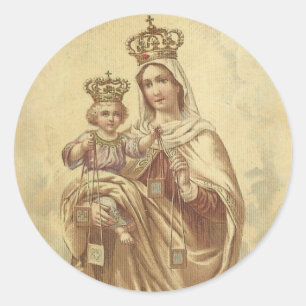 Unsere Dame vom Karmel mit dem Baby Jesus Runder Aufkleber