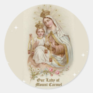 Unsere Dame vom Karmel mit dem Baby Jesus Runder Aufkleber