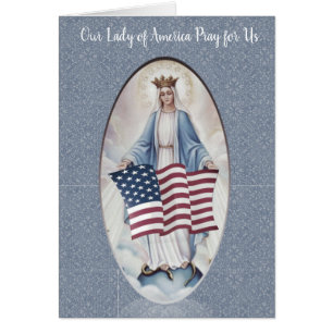 Unsere Dame von amerikanischer Flagge Amerikas  