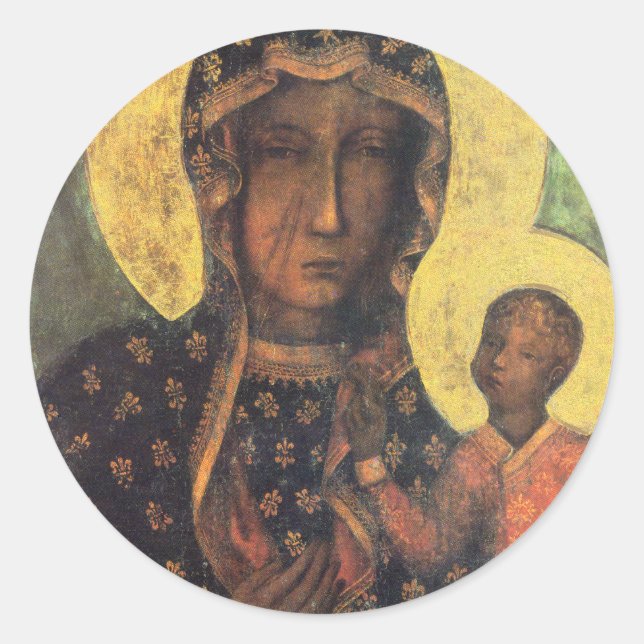 Unsere Dame von Czestochowa Runder Aufkleber (Vorderseite)