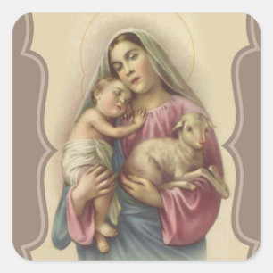 Unsere Dame von der gute Hirte-Baby Jesus Quadratischer Aufkleber