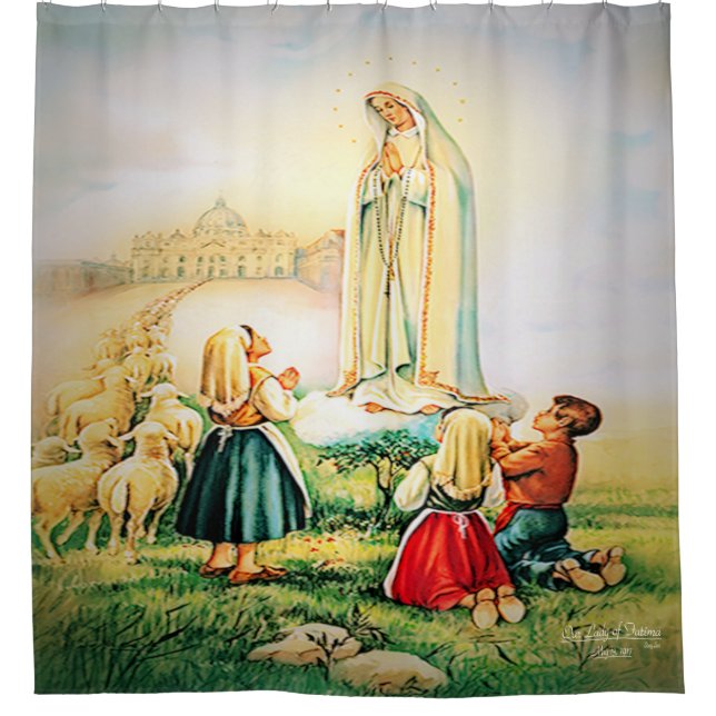 Unsere Dame von Fatima 1917 Duschvorhang (Vorderseite)
