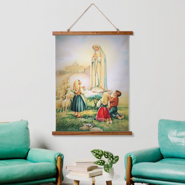 Unsere Dame von Fatima 1917 Wandteppich Mit Holzrahmen (Wohnzimmer)
