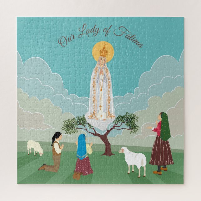 Unsere Dame von Fatima und die drei Hirten (Vertikal)
