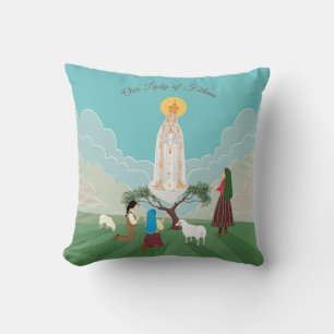 Unsere Dame von Fatima und die drei Hirten Kissen