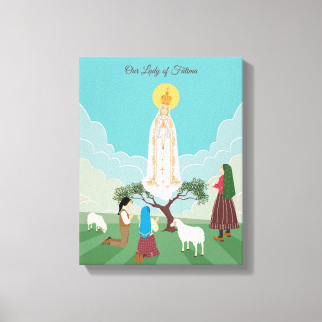 Unsere Dame von Fatima und die drei Hirten Leinwanddruck (Vorderseite)
