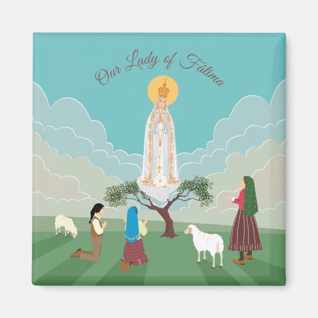 Unsere Dame von Fatima und die drei Hirten Magnet (Vorne)