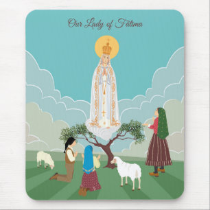Unsere Dame von Fatima und die drei Hirten Mousepad