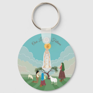Unsere Dame von Fatima und die drei Hirten Schlüsselanhänger