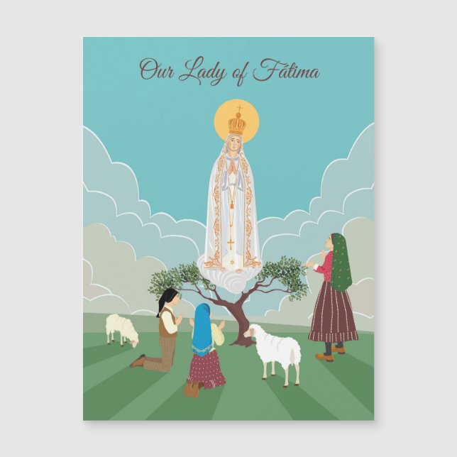 Unsere Dame von Fatima und die drei Hirtenkarte Magnetkarte (Vorderseite)