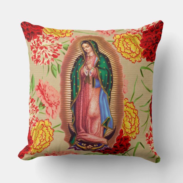 Unsere Dame von Guadalupe, Mexikanische Jungfrau M Kissen (Vorderseite)