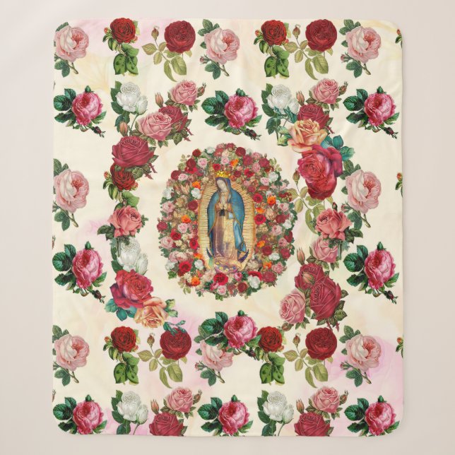 Unsere Dame von Guadalupe Rose Potpourri Sherpadecke (Vorderseite)