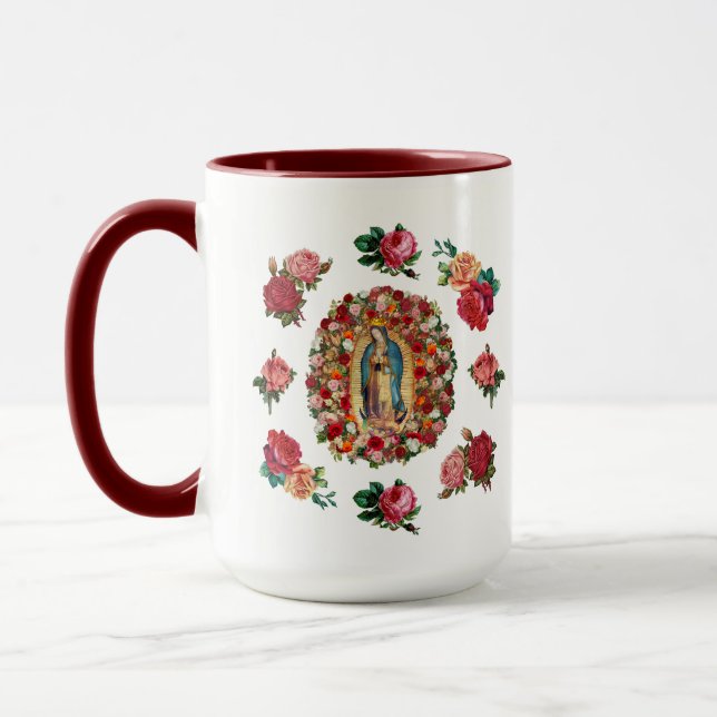 Unsere Dame von Guadalupe Rose Potpourri Tasse (Links)