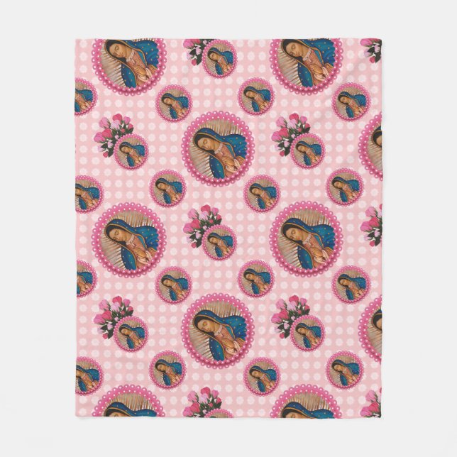 Unsere Dame von Guadalupe Roses Fleecedecke (Vorderseite)