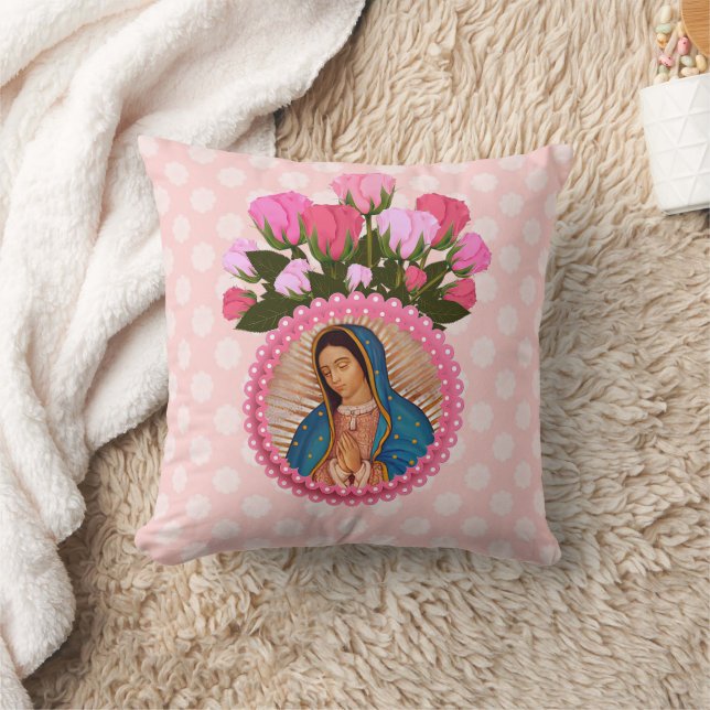Unsere Dame von Guadalupe Roses Kissen (Decke)