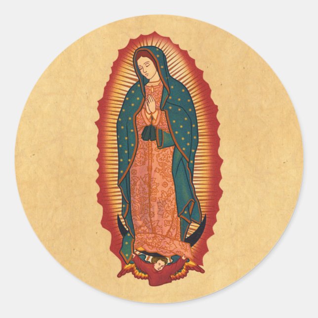 Unsere Dame von Guadalupe Runder Aufkleber (Vorderseite)