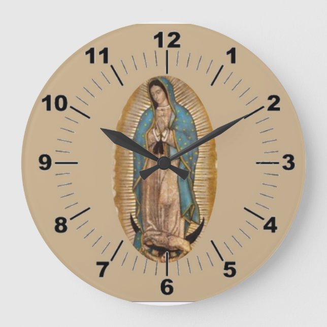 Unsere Dame von Guadalupe Wall Große Wanduhr (Vorderseite)