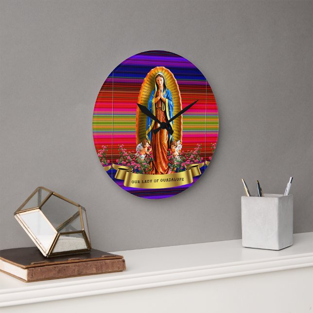 Unsere Dame von Guadalupe Wasserfarbenuhr Große Wanduhr (Von Creator hochgeladen)