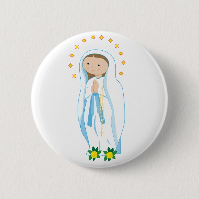 Unsere Dame von Lourdes Button (Vorderseite)