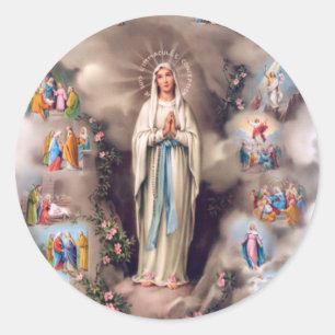 Unsere Dame von Lourdes Runder Aufkleber