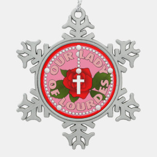 Unsere Dame von Lourdes Schneeflocken Zinn-Ornament