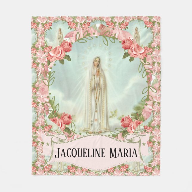 Unsere Dame von Rosen Fatima-Jungfrau-Marys w/Pink Fleecedecke (Vorderseite)