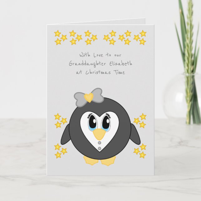Unsere Enkelin zu Weihnachten niedlich Pinguin gra (Vorderseite)