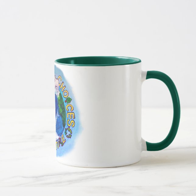 "Unsere Entscheidungen" Gerecycelt, wiederverwende Tasse (Rechts)