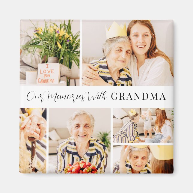 Unsere Erinnerungen mit Oma Modern Foto Collage Magnet (Vorne)