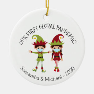 Unsere erste globale Pandemie 2020 Elf Weihnachten Keramik Ornament