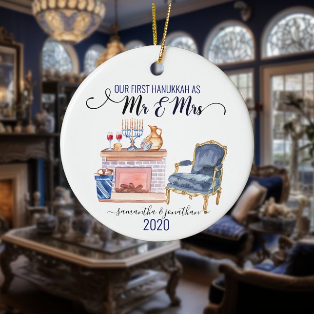 Unsere erste Hanukkah Verheiratet Mr. Zuhause Kera Keramik Ornament (Von Creator hochgeladen)