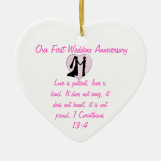 Unsere erste Hochzeitstag-Herz-Verzierung Keramikornament
