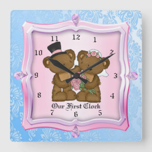 Unsere erste Hochzeitsuhr Quadratische Wanduhr