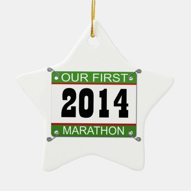 Unsere erste Marathon-Verzierung - 2014 Keramik Ornament (Vorne)