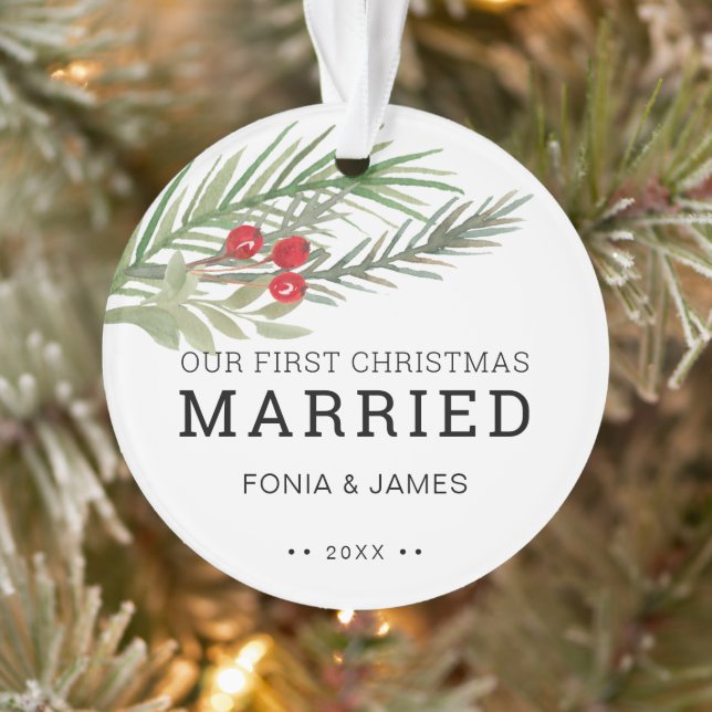 Unsere erste Verheiratete Weihnachtsgrün Ornament (Baum)