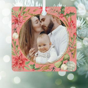 Unsere erste Weihnachts-Custom-Family-Foto Ornament Aus Metall