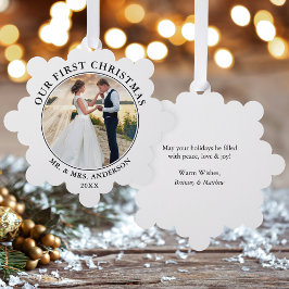 Unsere erste Weihnachts-Foto-Ornament-Karte Ornament Karte
