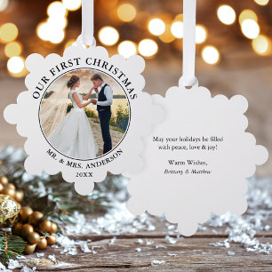 Unsere erste Weihnachts-Foto-Ornament-Karte Ornament Karte