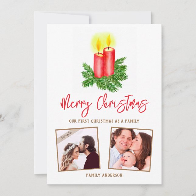Unsere erste Weihnachtsfamilie, maßgeschneidertes  Feiertagskarte (Vorderseite)