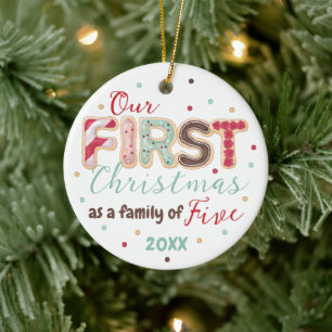 Unsere erste Weihnachtsfamilie von 5 Jahren Baby's Keramik Ornament