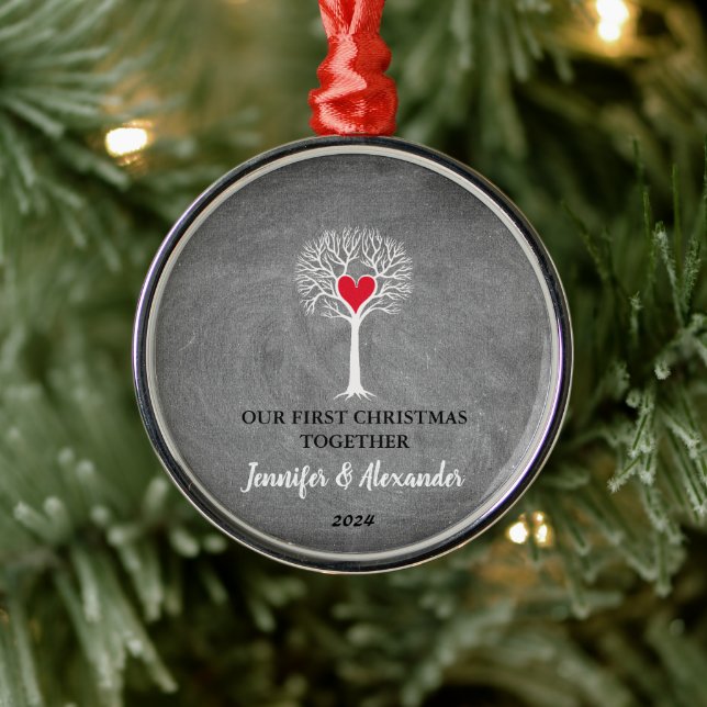 Unsere erste Weihnachtsfeier zusammen mit der Lieb Ornament Aus Metall (Baum)